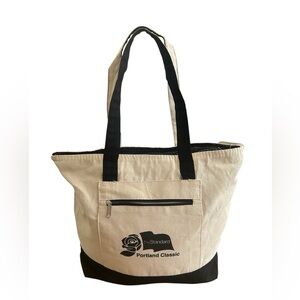 Large Linen Portland Classic Two-Tone Tote Bag NWT